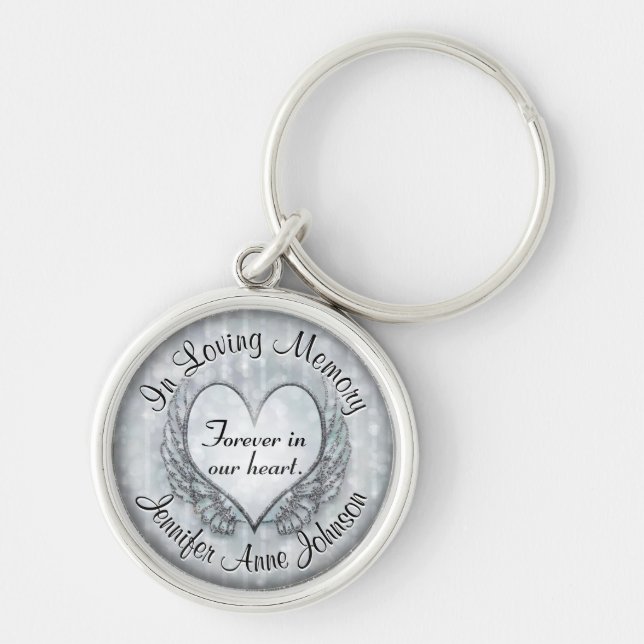 Silver Memorial Heart Key Ring (Front)
