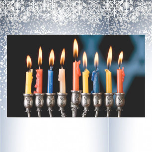 Silver Menorah Hanukkah Sticker Colourful