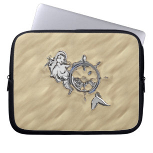 Silver Mermaid on the Beach Laptop Sleeve