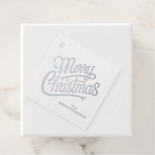 Silver Merry Christmas Typography Favour Tags