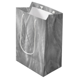 Silver Metal Abstract Medium Gift Bag