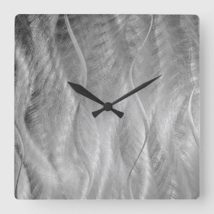 Silver Metal Abstract  Square Wall Clock