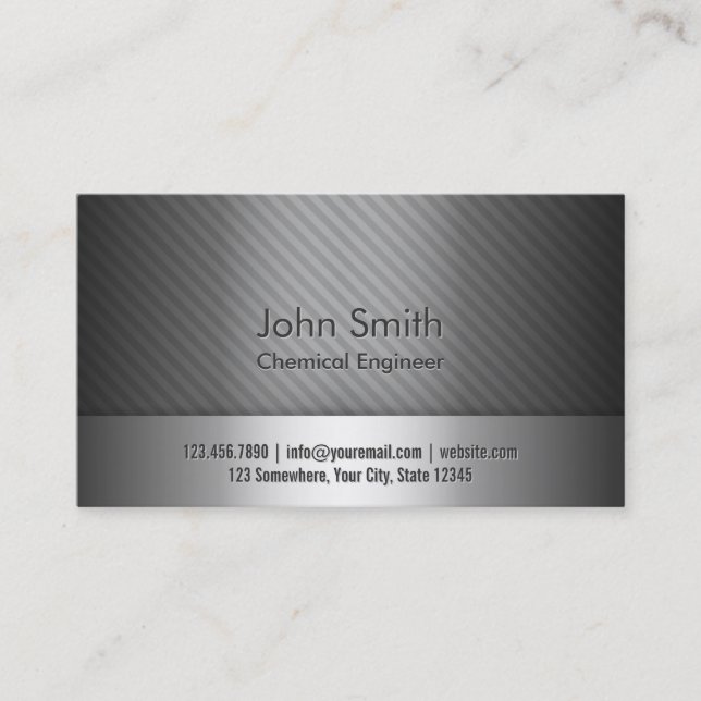 Silver Metal Chemical Engineer Business Card (Front)