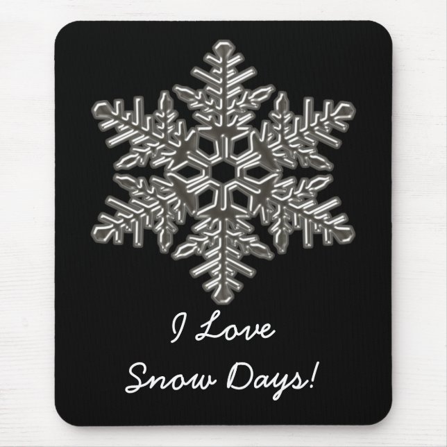 Silver Metal Deco Snow Fall Snowflakes Mouse Pad (Front)