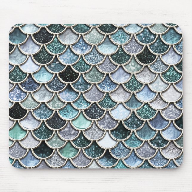 Silver Metal Foil Glitter Mermaidscales Scales Mouse Pad (Front)