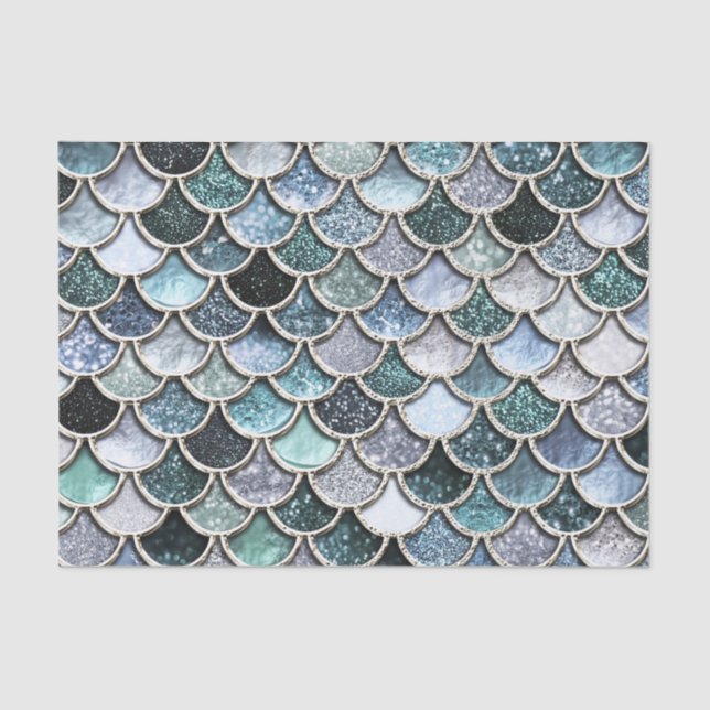 Silver Metal Foil Glitter Mermaidscales Scales Tissue Paper (Front)