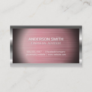 Silver Metal Frame Pink Metal Background Business Card