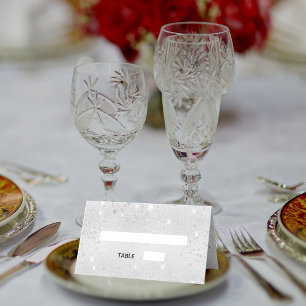 Silver metal glitter wedding place card