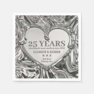 Silver Metal Heart Wedding Anniversary Napkin
