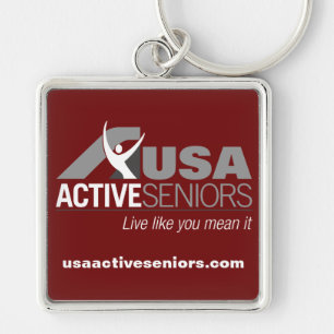 Silver Metal Keychain burgundy with USAAS logo