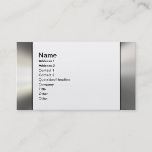 Silver Metal Look Border On White Business Cards