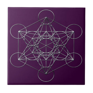 Silver Metal Metatron's Cube Ceramic Tile