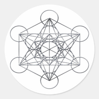 Silver Metal Metatron's Cube Classic Round Sticker