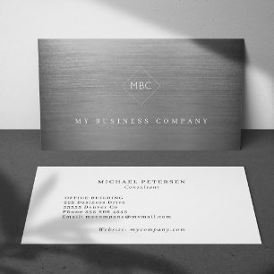 Silver metal modern elegant monogrammed simple business card