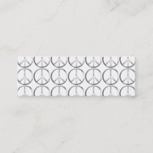 Silver Metal Peace Symbol Mini Business Card