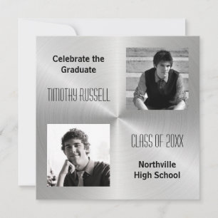 Silver Metal Shine - Graduation Announcement