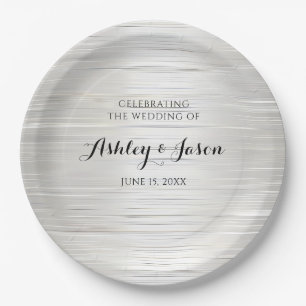 Silver Metal Wedding Paper Plate