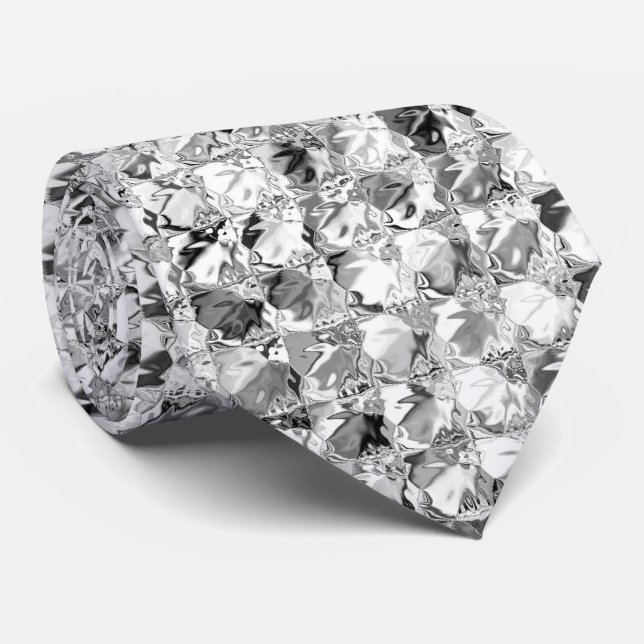 Silver metallic aluminium foil faux shimmer shine  tie (Rolled)