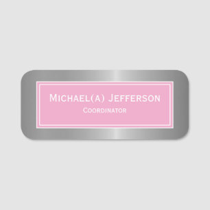 Silver Metallic And Pink: Perfect for Any Occasion Name Tag