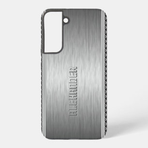 Silver Metallic Brushed Aluminium Geometric Accent Samsung Galaxy Case