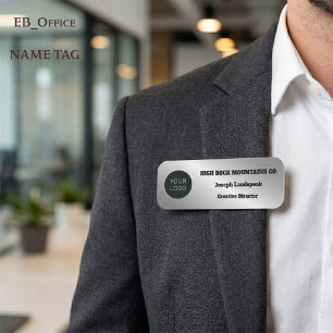 Silver Metallic Business Employee Logo Name Tag
