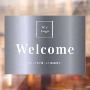 Silver metallic business logo welcome