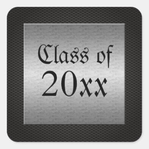 Silver metallic + carbon fibre graduation stickers