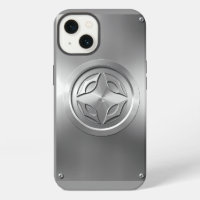 Silver Metallic Carved Design on Grey