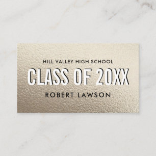 Silver Metallic  Class Graduation Name Social Icon Business Card