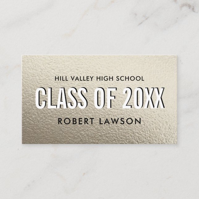 Silver Metallic  Class Graduation Name Social Icon Business Card (Front)