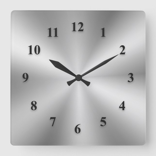 Silver Metallic Clock with Black Numbers (Front)
