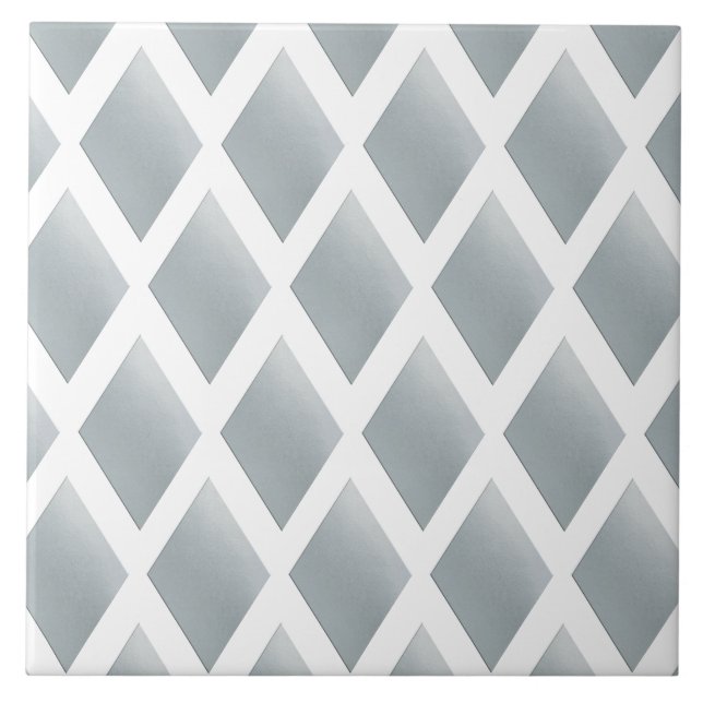 silver metallic diamond pattern stylish ceramic tile (Front)