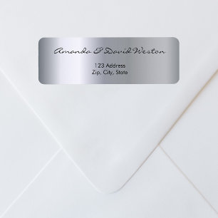 Silver metallic elegant shiny return address label