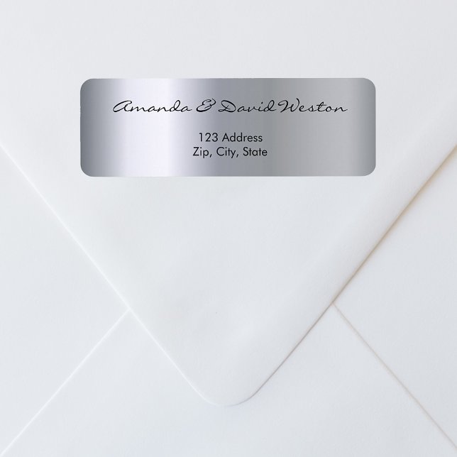 Silver metallic elegant shiny return address label (Creator Uploaded)