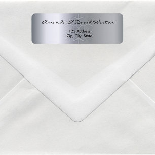 Silver metallic elegant shiny return address return address label