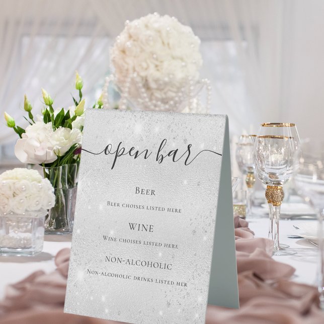 Silver metallic glitter sparkles script bar menu (Creator Uploaded)