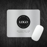 Silver Metallic Grey Add Company Custom Logo   Mouse Pad<br><div class="desc">Promote your business with this elegant mouse pad,  featuring silver gradient background,  custom logo & text. Easily add your details by clicking on the "personalise" option.</div>