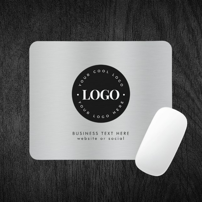 Silver Metallic Grey Add Company Custom Logo   Mouse Pad (Creator Uploaded)