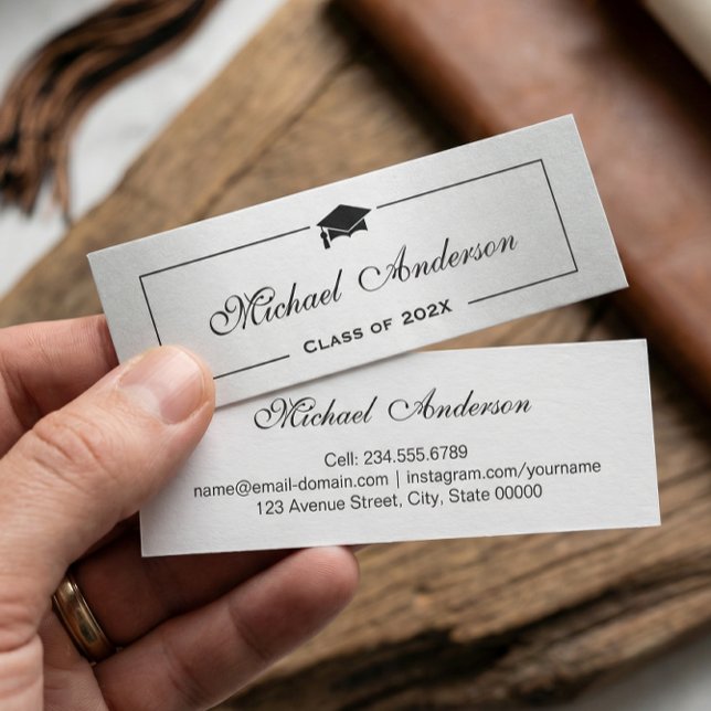 Silver Metallic Look Graduation Name Card Namecard (Creator Uploaded)