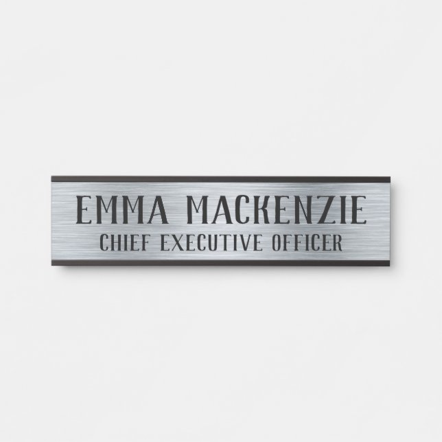 Silver Metallic Look Hanging Door Sign Name Plate (Front)