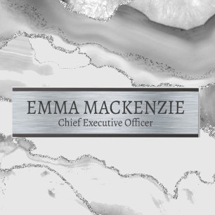 Silver Metallic Look Hanging Door Sign Name Plate