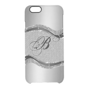 Silver Metallic Look With Diamonds Pattern 2a Clear iPhone 6/6S Case