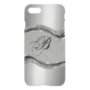Silver Metallic Look With Diamonds Pattern 2a iPhone SE/8/7 Case