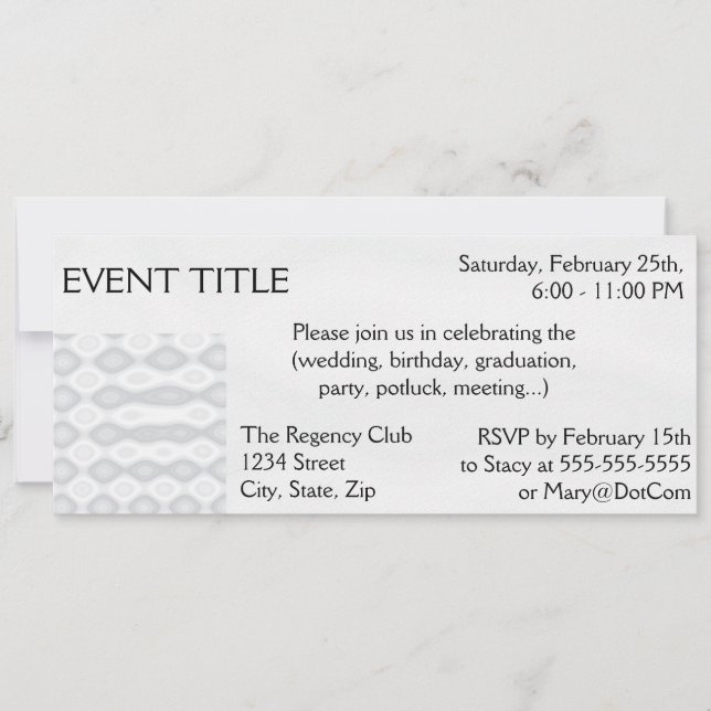 Silver Metallic Looking Background Invitation (Front)