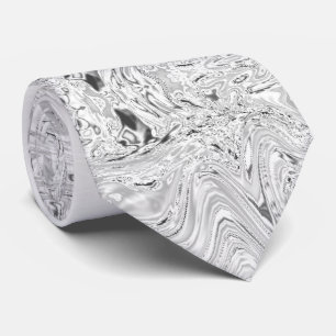 Silver Metallic Marble Swirl Tie