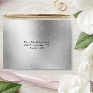 Silver Metallic Modern Elegant Chic Wedding  Envelope