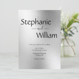 Silver Metallic Modern Elegant Stylish Wedding Invitation