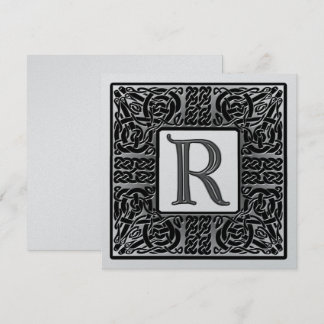 Silver Metallic R Monogram Invitation