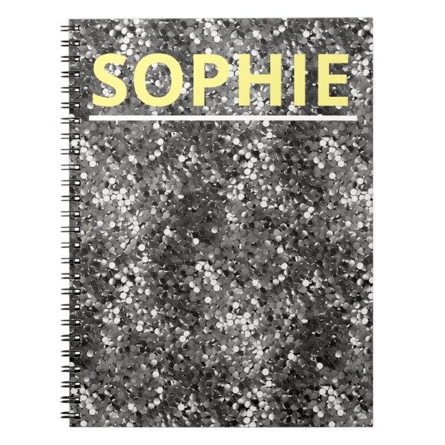 Silver Metallic Sequin  Notebook (Front)