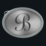 SIlver metallic shine custom monogram belt buckle<br><div class="desc">Silver metallic shine custom monogram belt buckle. Elegant Birthday gift idea for friends and family. Personalise with your own name initial letter.</div>